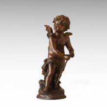 Kinderfigur Statue Winkel Cupid Kind Bronze Skulptur TPE-923